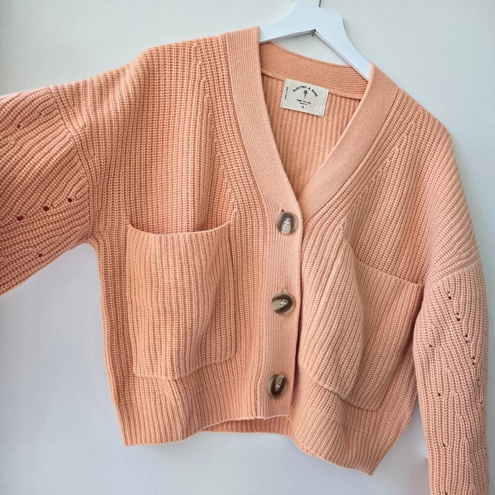 Electric & Rose NEW Cora Cardigan Sweater Orange Melon Color Womens Sz Small NWT - Picture 2 of 14